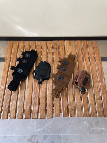 3 in 1 deal, 1x Black round belly belt, 1x leather iwb/owb clipper, 1x cleaning kit