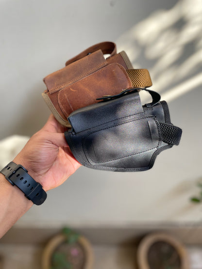 3 in 1 deal, 1x Black round belly belt, 1x leather iwb/owb clipper, 1x cleaning kit